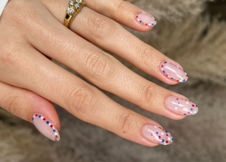 Red, White and Blue Confetti Nails