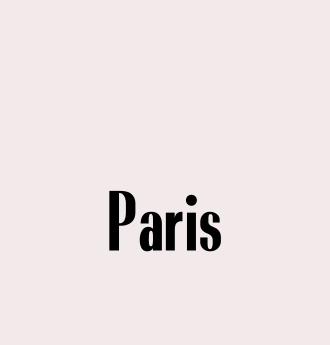 The image shows the word "Paris" in black, bold letters on a light pink background.