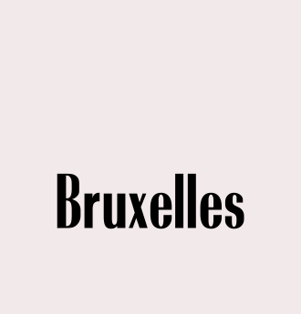 The word "Bruxelles" is written in bold black letters on a light pink background.
