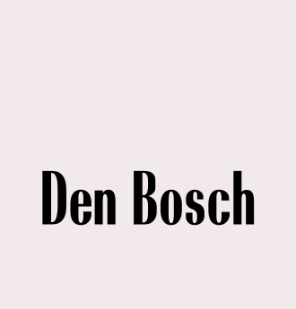 The image shows the text "Den Bosch" in black letters on a light pink background.