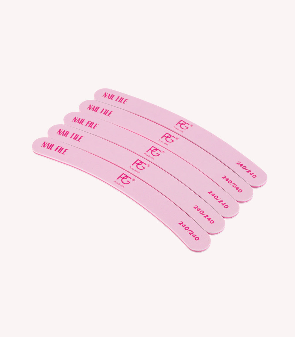 Five pink nail files with the inscription "NAIL FILE" and "240/240".