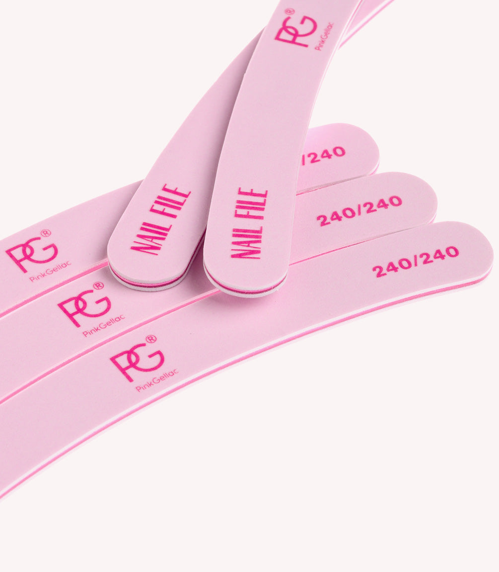 Pink nail files with the brand "Pink Gellac" and "240/240" marking.