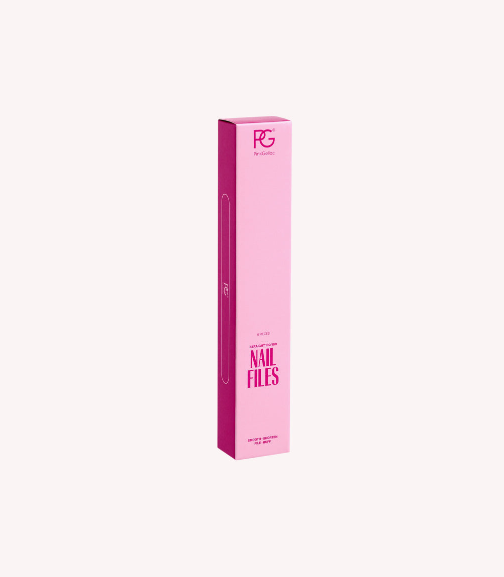 Pink box with the text "PinkGellac Nail Files" on a white background.