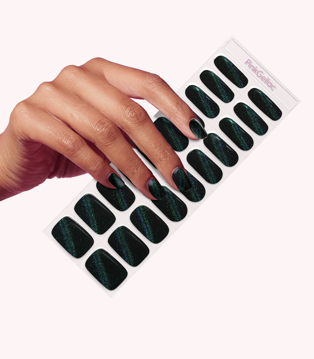 019 Cat Eye Black Onyx | Gel Nail Stickers | Pink Gellac