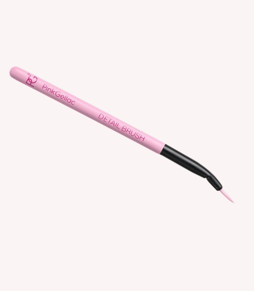 Pink detail brush with a black tip and "Pink Gellac Detail Brush" print.