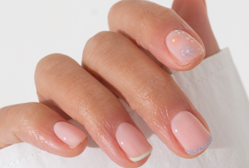 Pastel French Manicure & Flower Nail Art