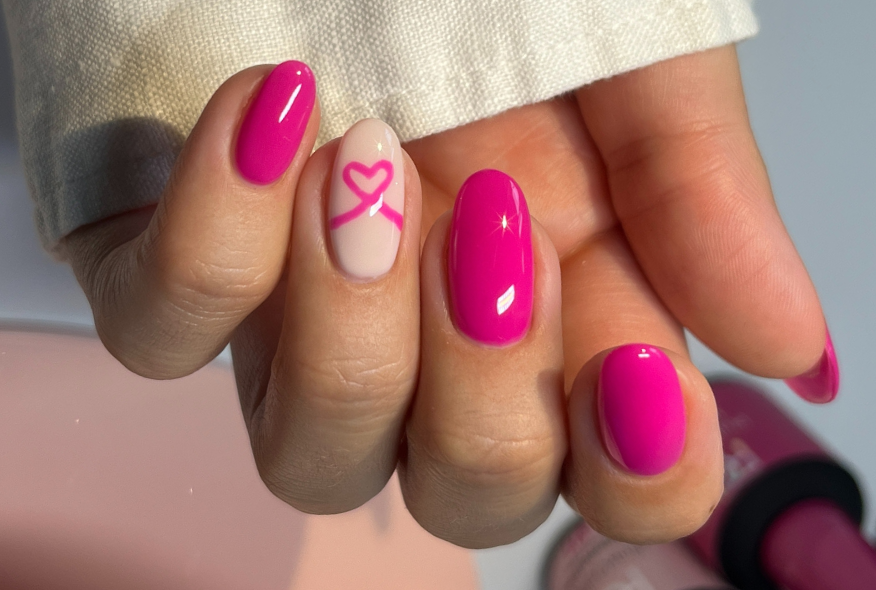 Pink Ribbon Nails