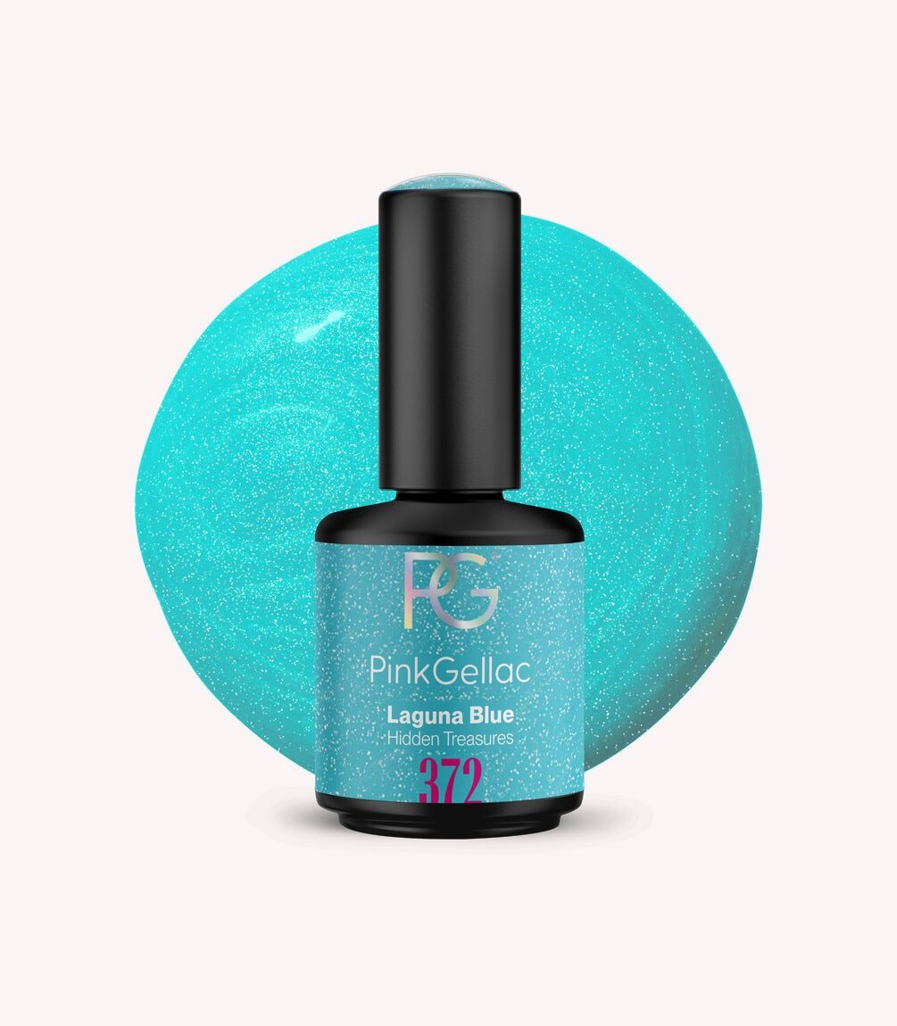 372 Laguna Blue - Cyan Gel Polish With Shimmer - Pink Gellac