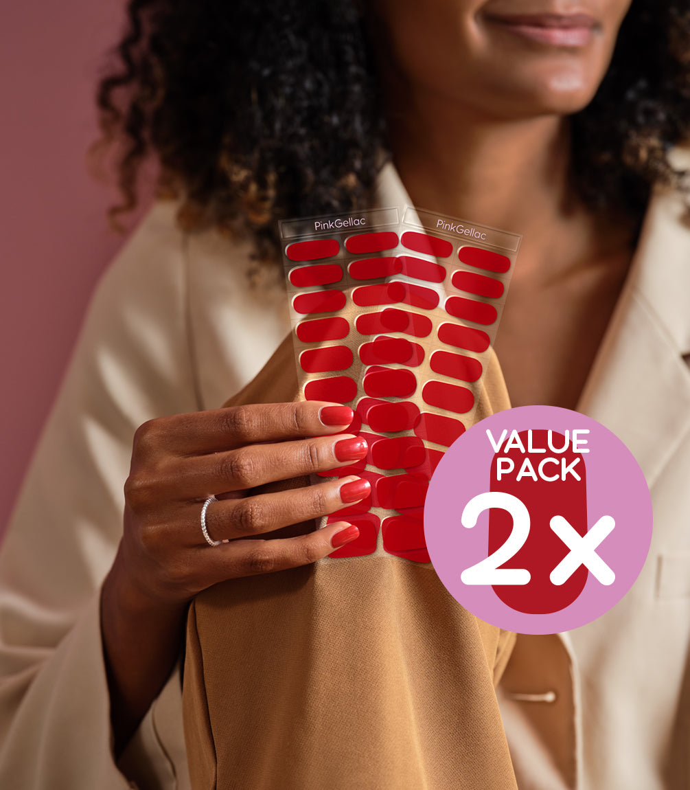 Pink Gellac Value Pack 034 Rocking Red gel nail sticker value pack contents.