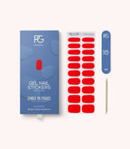 Pink Gellac 057 Bisou Red gel nail stickers with sheet, nail file and cuticle stick.
