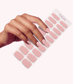 Hand wearing Pink Gellac 058 Bare Rose gel nail stickers.