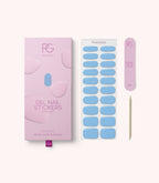 Pink Gellac 060 Ice Blue gel nail stickers with sheet, nail file and cuticle stick.