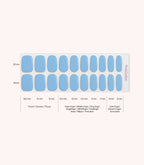 Pink Gellac 060 Ice Blue gel nail stickers size guide with measurements per nail.