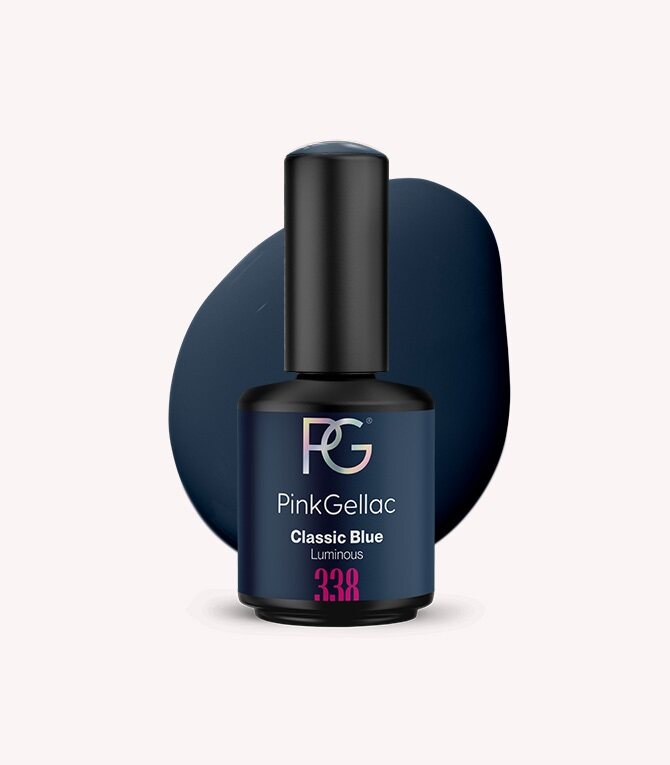 Pink Gellac 338 Classic Blue gel nail polish bottle.