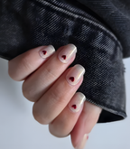 Hand wearing Pink Gellac 037 Loving Hearts gel nail stickers.