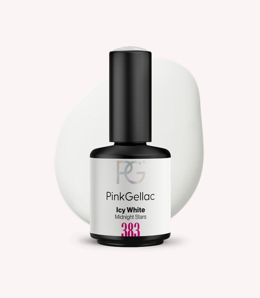 Pink Gellac 383 Icy White gel nail polish bottle.