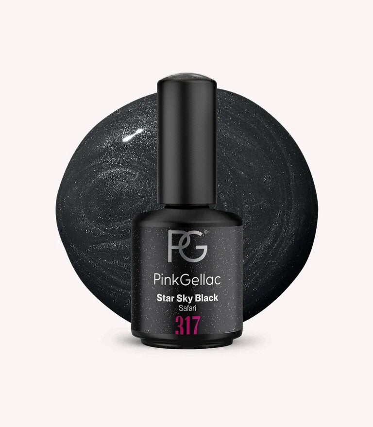 Pink Gellac 317 Star Sky Black gel nail polish bottle.