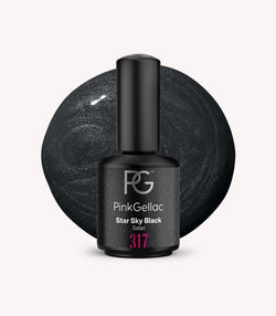 Pink Gellac 317 Star Sky Black gel nail polish bottle.
