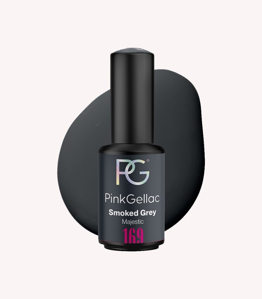 Pink Gellac 169 Smoked Grey gel nail polish bottle.