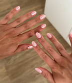 Hand wearing Pink Gellac 021 Pearly Pink gel nail stickers.