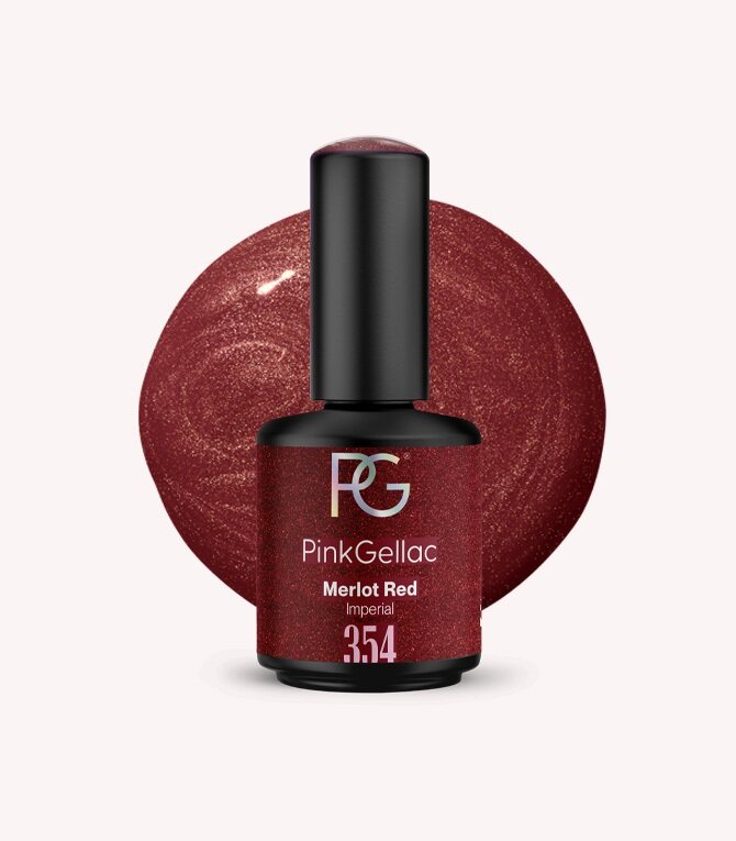 Pink Gellac 354 Merlot Red gel nail polish bottle.