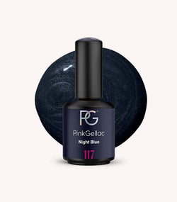 Pink Gellac 117 Night Blue gel nail polish bottle.