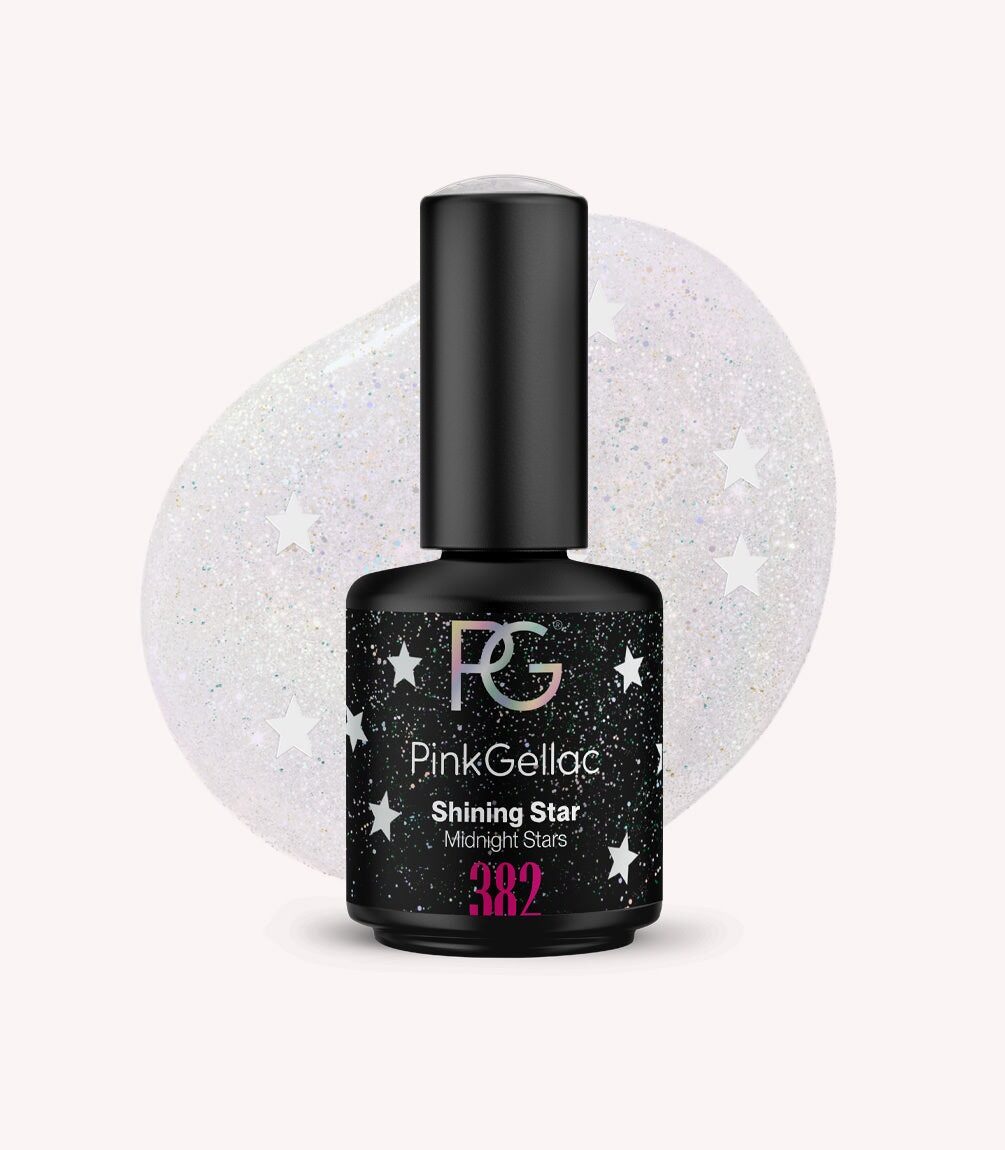 Pink Gellac 382 Shining Star gel nail polish bottle.