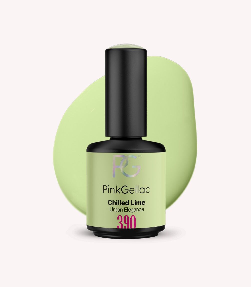 Pink Gellac 390 Chilled Lime gel nail polish bottle.