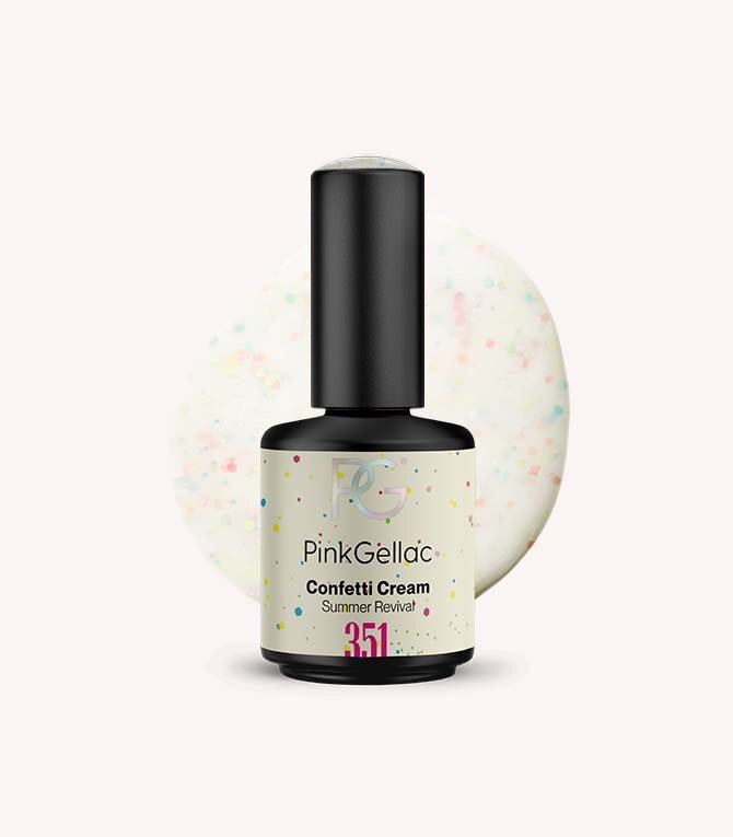 Pink Gellac 351 Confetti Cream gel nail polish bottle.