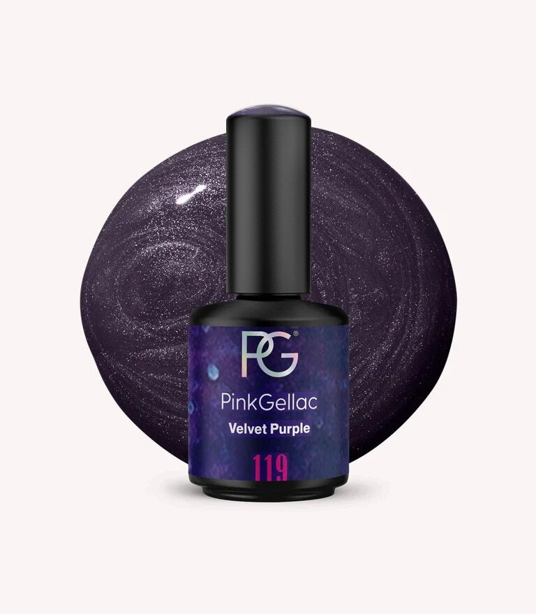 Pink Gellac 119 Velvet Purple gel nail polish bottle.