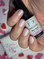 Manicured nails painted with Pink Gellac 482 Pink Cloud gel polish.