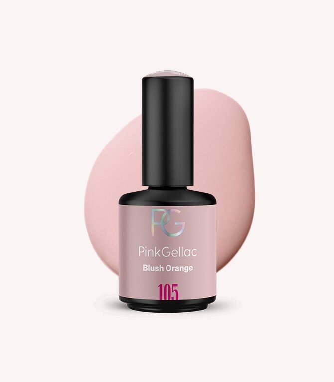 Pink Gellac 105 Blush Orange gel nail polish bottle.