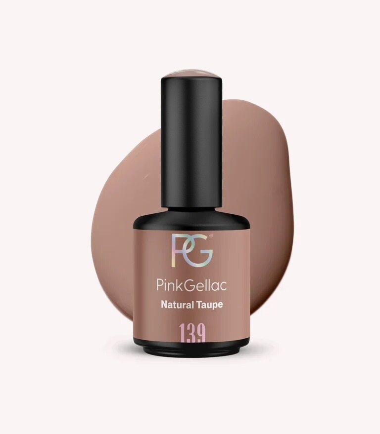 Pink Gellac 139 Natural Taupe gel nail polish bottle.