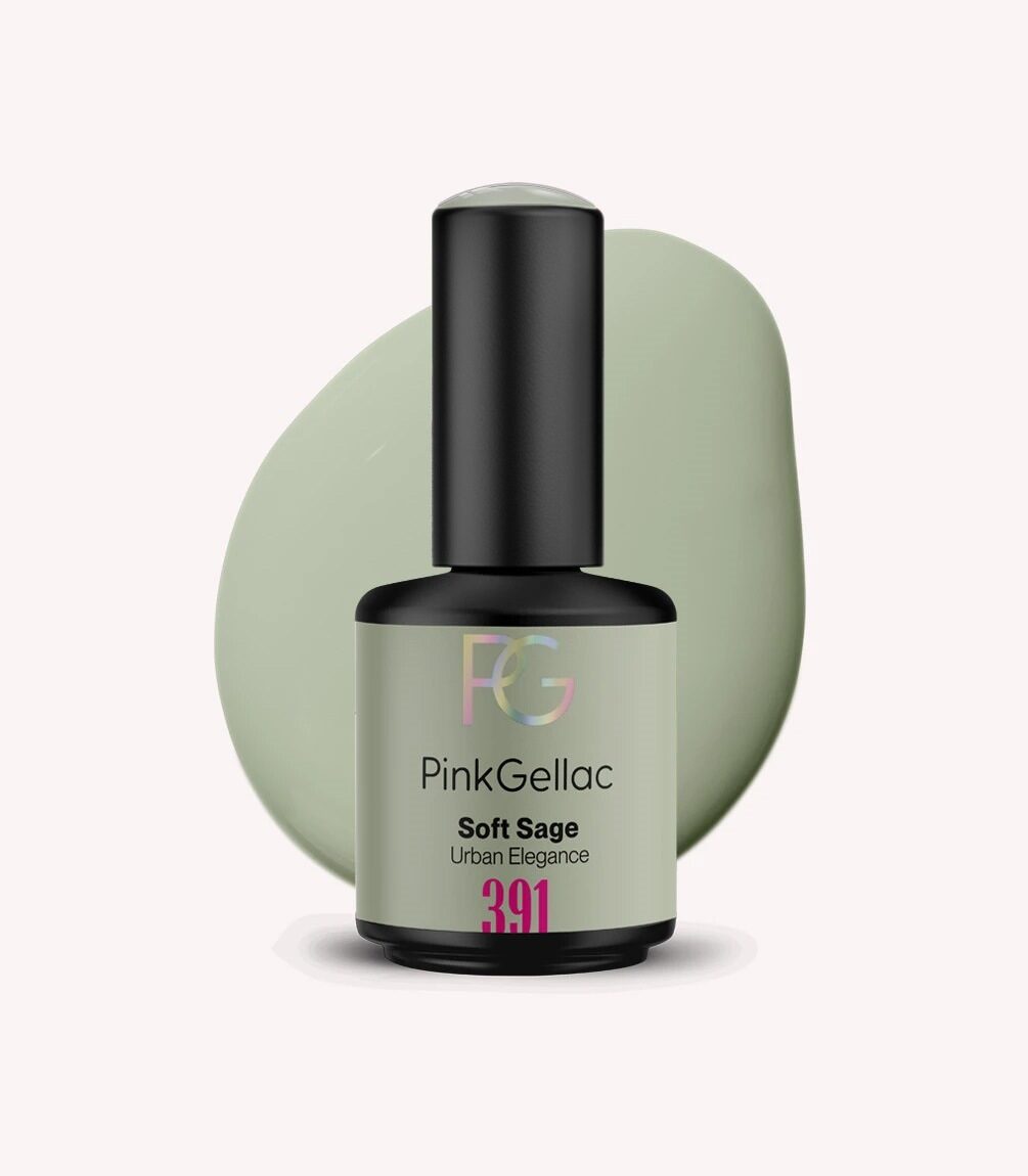 Pink Gellac 391 Soft Sage gel nail polish bottle.