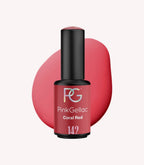 Pink Gellac 142 Coral Red gel nail polish bottle.