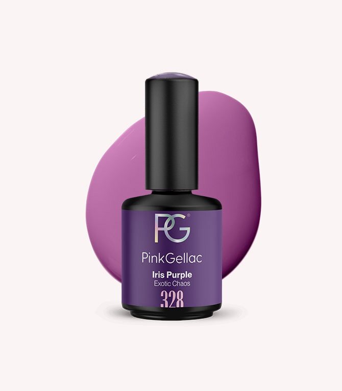 Pink Gellac 328 Iris Purple gel nail polish bottle.