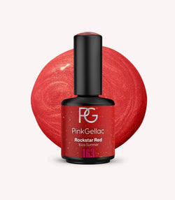 Pink Gellac 163 Rockstar Red gel nail polish bottle.