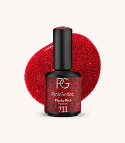 Pink Gellac 233 Flashy Red gel nail polish bottle.