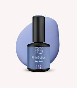Pink Gellac 157 Sky Blue gel nail polish bottle.