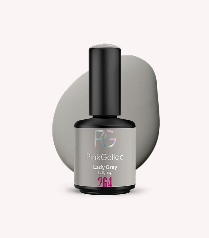 Pink Gellac 264 Lady Grey gel nail polish bottle.