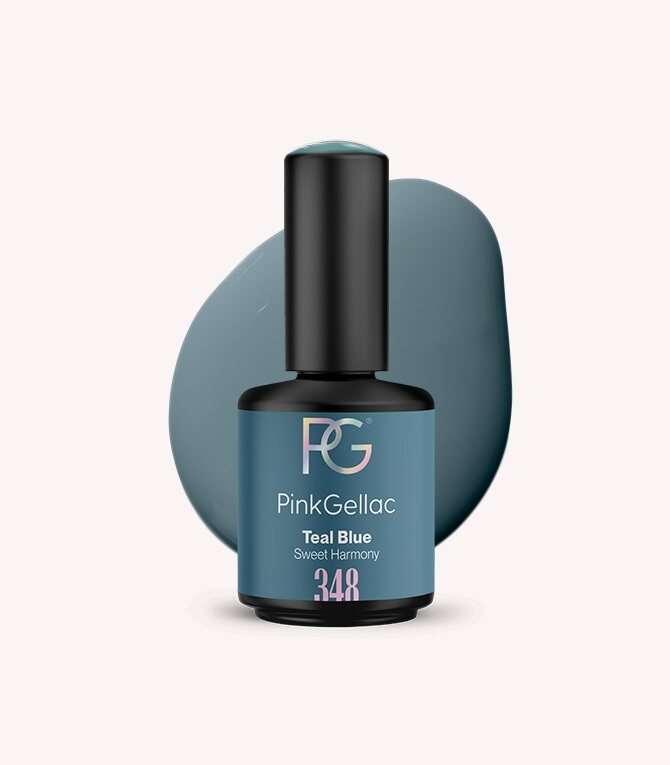 Pink Gellac 348 Teal Blue gel nail polish bottle.