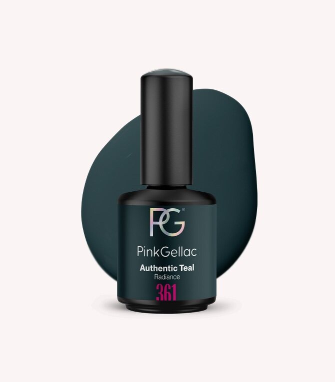 Pink Gellac 361 Authentic Teal gel nail polish bottle.