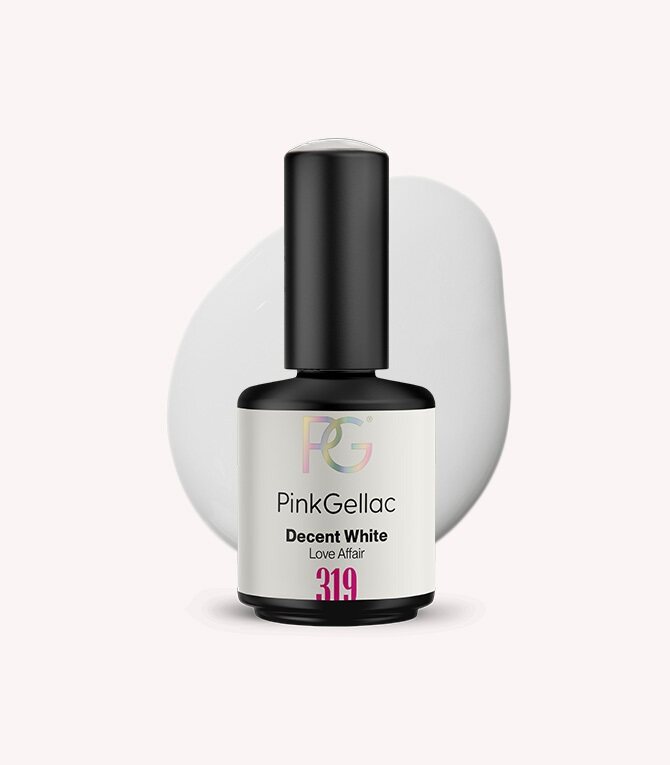Pink Gellac 319 Decent White gel nail polish bottle.