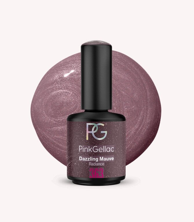 Pink Gellac 363 Dazzling Mauve gel nail polish bottle.