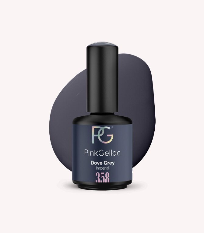 Pink Gellac 358 Dove Grey gel nail polish bottle.