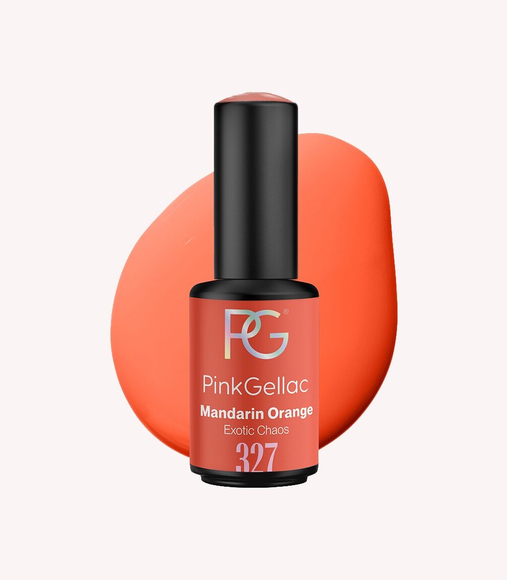 Pink Gellac 327 Mandarin Orange gel nail polish bottle.