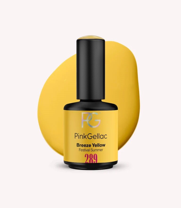 Pink Gellac 289 Breeze Yellow gel nail polish bottle.