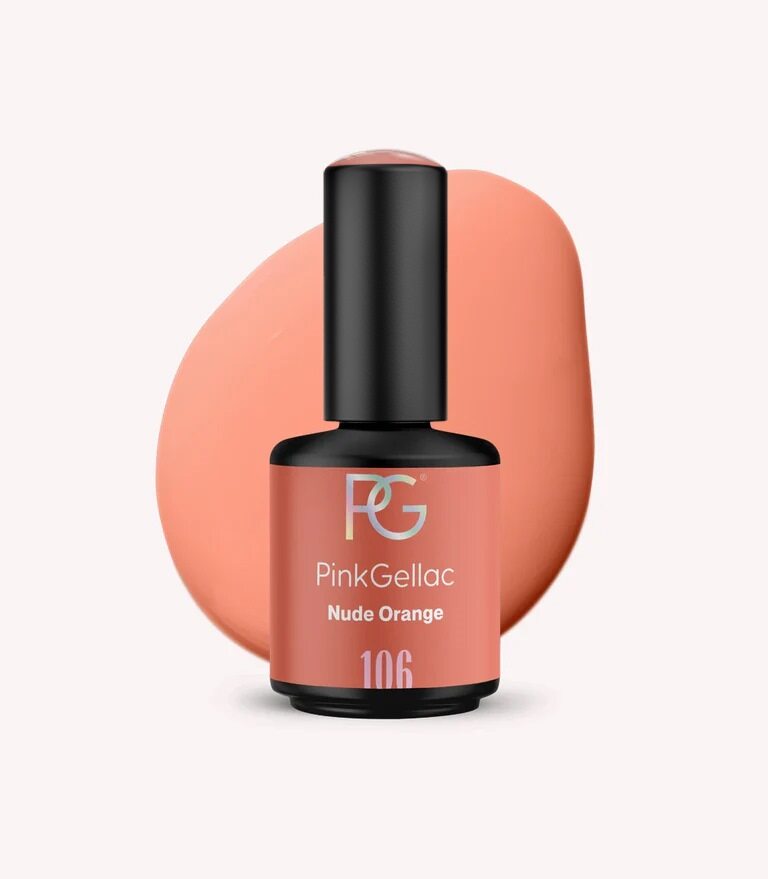 Pink Gellac 106 Nude Orange gel nail polish bottle.