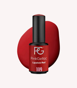 Pink Gellac 109 Lipstick Red gel nail polish bottle.