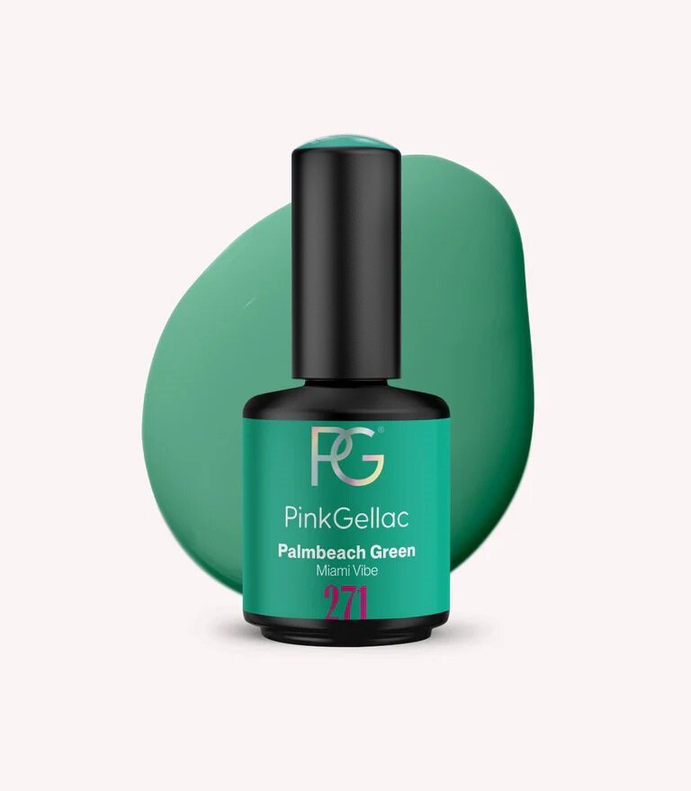 Pink Gellac 271 Palmbeach Green gel nail polish bottle.